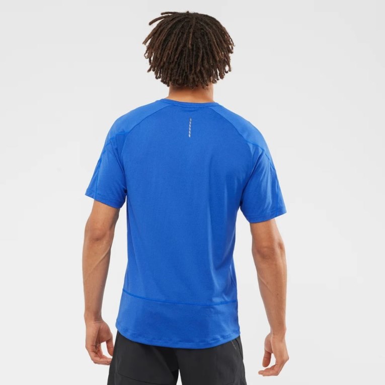 Salomon Cross Run Short Sleeve Men's T-Shirts Blue | CA 35L86